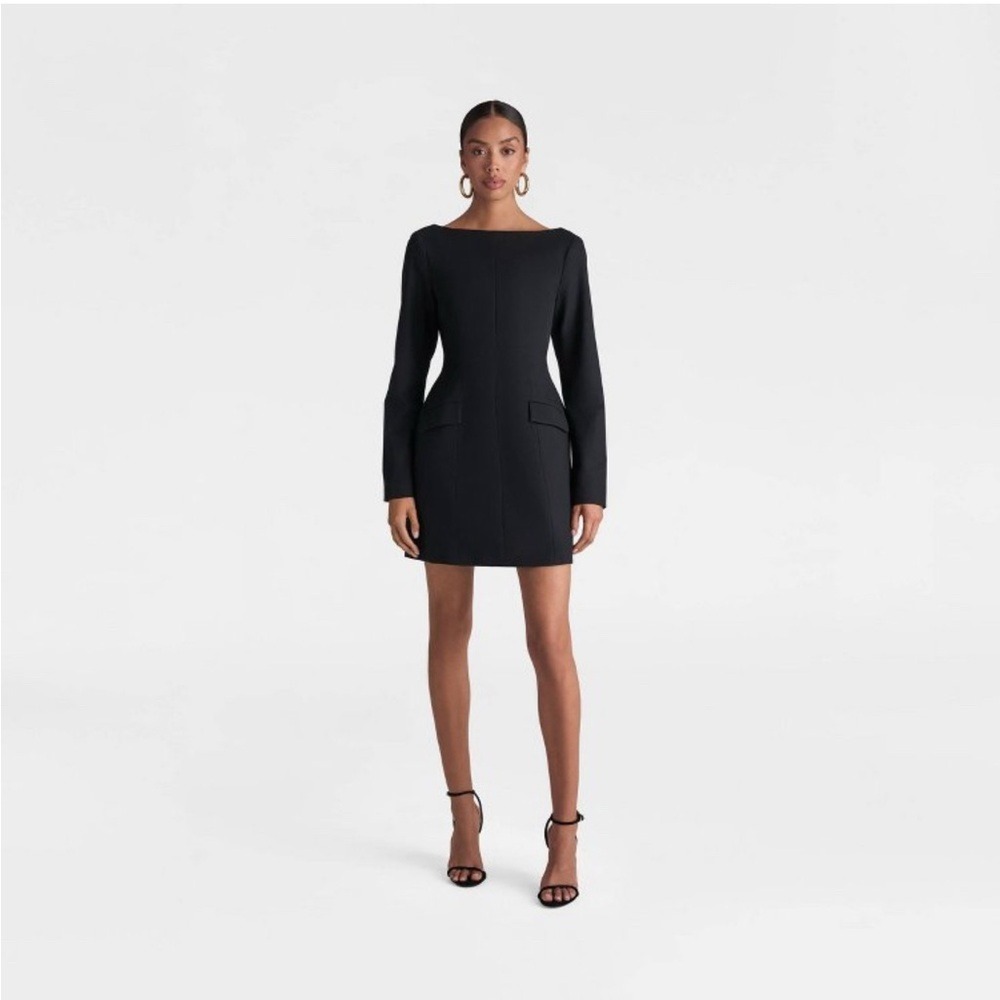 KBB Black Long Sleeve Boat Neck Sheath Dress Size 2 NWT